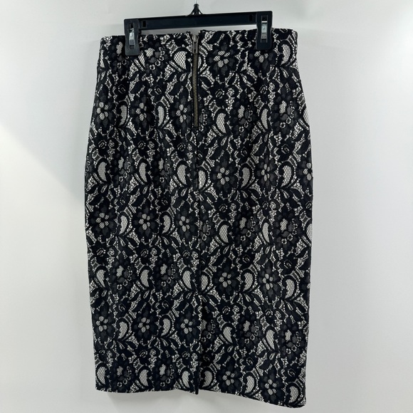 Worthington White & Black Lace Pencil Skirt | Size 4 | Back Zipper & Slit - Picture 4 of 7